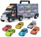 Big Mo's Toys Transport Car Carrier Truck - with 6 Stylish Metal Racing Cars - with Carrying Case